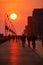 Long Beach, New York - September 23, 2019 : Sunset over the Boardwalk in Long Beach New York