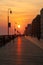 Long Beach, New York - September 23, 2019 : Sunset over the Long Beach Boardwalk