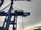 The long beam of a Giant Quay Crane on the yard of Sorong Harbour