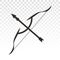 Long bow with arrow archery flat icon on a transparent background