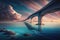 Long bridge over the sea, illustration generated by AI