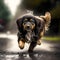 Long Brown Haired Dog Running - Generative AI