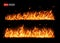 Long burning fire tongues, realistic vector flame