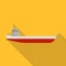 Long cargo ship icon, flat style