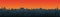 Long city skyline silhouette in a flat style for the footer.