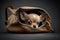 Long-coated Chihuahua puppy sticking its head out of its carry bag