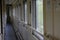 The long corridor of the compartment train, the transparent windows