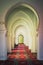 Long corridor with different types of arches in Moulay el Yazid Mosque. Islam and religion concept. Marrakech, Morocco