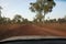 Long corrugated, red dirt road in Kimberley region in Western Australia