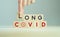 Long covid, post covid concept. Long-term effects of coronavirus. Chronic fatigue or weakness, feeling tired easily. Medical, trea