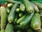 Long Cucumbers in the Supermarket, background green