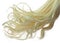 Long Curl Wig hair style fly fall explosion. Blonde wave woman wig hair float in mid air. Golden blonde wig hair wind blow cloud