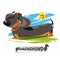 Long Dachshund. character design with typographic or logotype -