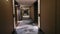 Long dark eerie corridor in a luxurious property, with cozy interior design and good lighting condition