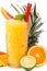 Long drink orange coctail with citruses