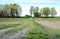 Long driveway to a rural barn in Michigan USA