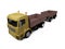 Long dump truck on white background