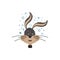 Long Eared Funny Bunny Rabbit Head Showing Frustrated Facial Expression Vector Illustration