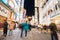 Long expose time photo of  People walking in the Dotonburi, Osaka