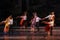 Long exposed and colorful photo of the ballerinas and ballets performing their art in a musical.