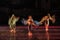 Long exposed and colorful photo of the ballerinas and ballets performing their art in a musical.