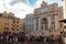 Long Exposition Shot of the Square in Front of The Trevi`s Funtain in the Center of Rome at Sunset