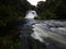 Long exposure of Aniwaniwa Falls waterfall near Lake Waikaremoana in Te Urewera National Park Hawkes Bay New Zealand