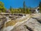 Long exposure of Bassi falls in northern california in springtime on a clear day