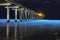 Long exposure of Beautiful Blue Bioluminescence at Scripps Pier in San Diego, California
