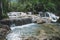 long exposure. Beautiful scenery. Waterfall in the wild jungle. Asian nature. Deep forest waterfall at Erawan waterfall National