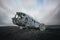 Long exposure of clouds passing over the DC-3 Plane Crash in Iceland