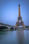 Long Exposure of Eiffel Tower and Seine River at Dusk