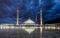 Long exposure Faisal Mosque in Islamabad, Pakistan in evening