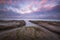 Long exposure of high tide water in La Jolla California at sunrise