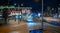 Long exposure image of trams and people at Drottningtorget..