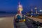 Long exposure image of wooden long tail boats beached