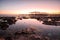 Long exposure of a lava beach. Sandy beach in the morning. Bay, coast, Corralejo, Las Palmas Province, Spain