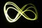 Long exposure light painting forming infinity symbol