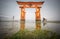 Long exposure in Miyajima, Floating Torii gate, low tide, Japan.