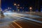 Long exposure of moving cars on night road in Dubai