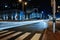 Long exposure of moving cars on night road in Dubai