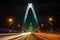 Long exposure Nhat Tan cable stayed bridge at night. The bridge crossing Red River.