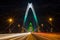 Long exposure Nhat Tan cable stayed bridge at night. The bridge crossing Red River.