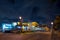 Long exposure night photo of Hollywood Beach Florida at midnight showing closed restaurants