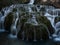 Long exposure panorama of green moss waterfall cascade in Orbaneja del Castillo, Burgos, Castile and Leon, Spain Europe