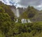 A long exposure panorama side view of the Roman waterfalls at Marmore, Umbria, Italy