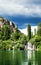 Long exposure panorama of waterfalls of the Krka river in Krka national park in Croatia