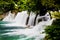 Long exposure panorama of waterfalls of the Krka river in Krka national park in Croatia