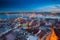 Long exposure panoramic cityscape of Istanbul at a warm calm eve