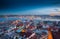 Long exposure panoramic cityscape of Istanbul at a warm calm eve